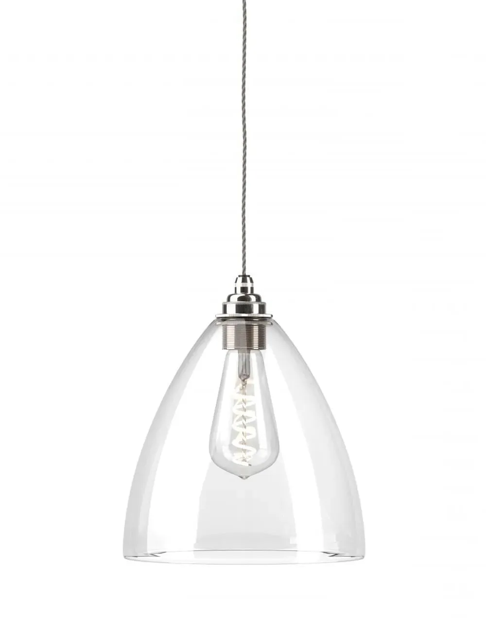 Large Pendant Light with Clear Glass - Nickel