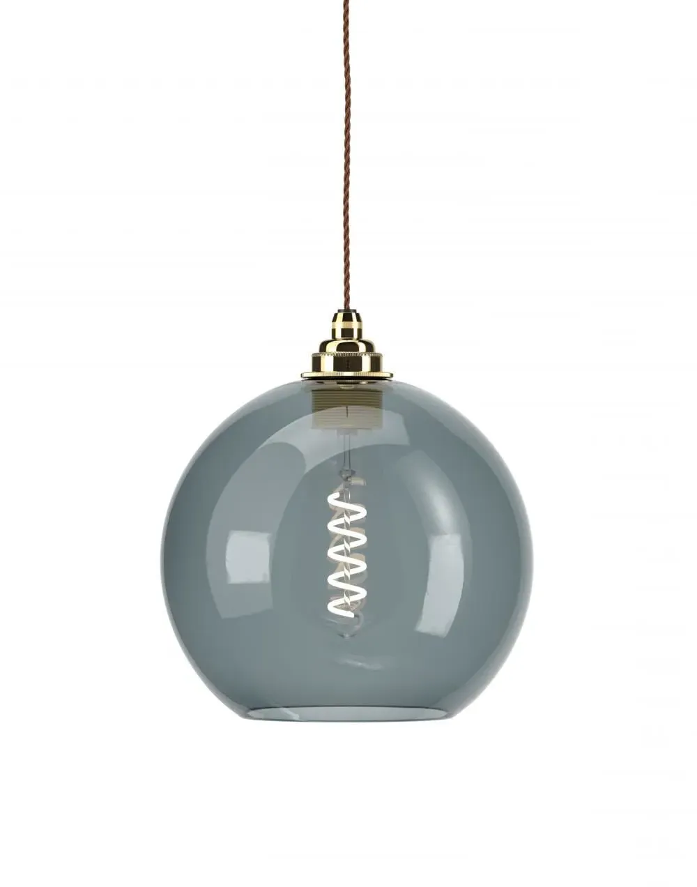 Large Pendant Light with Smoked Glass - Brass