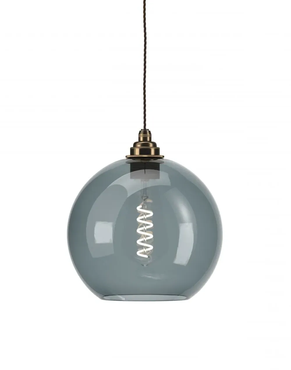 Large Pendant Light with Smoked Glass - Brass
