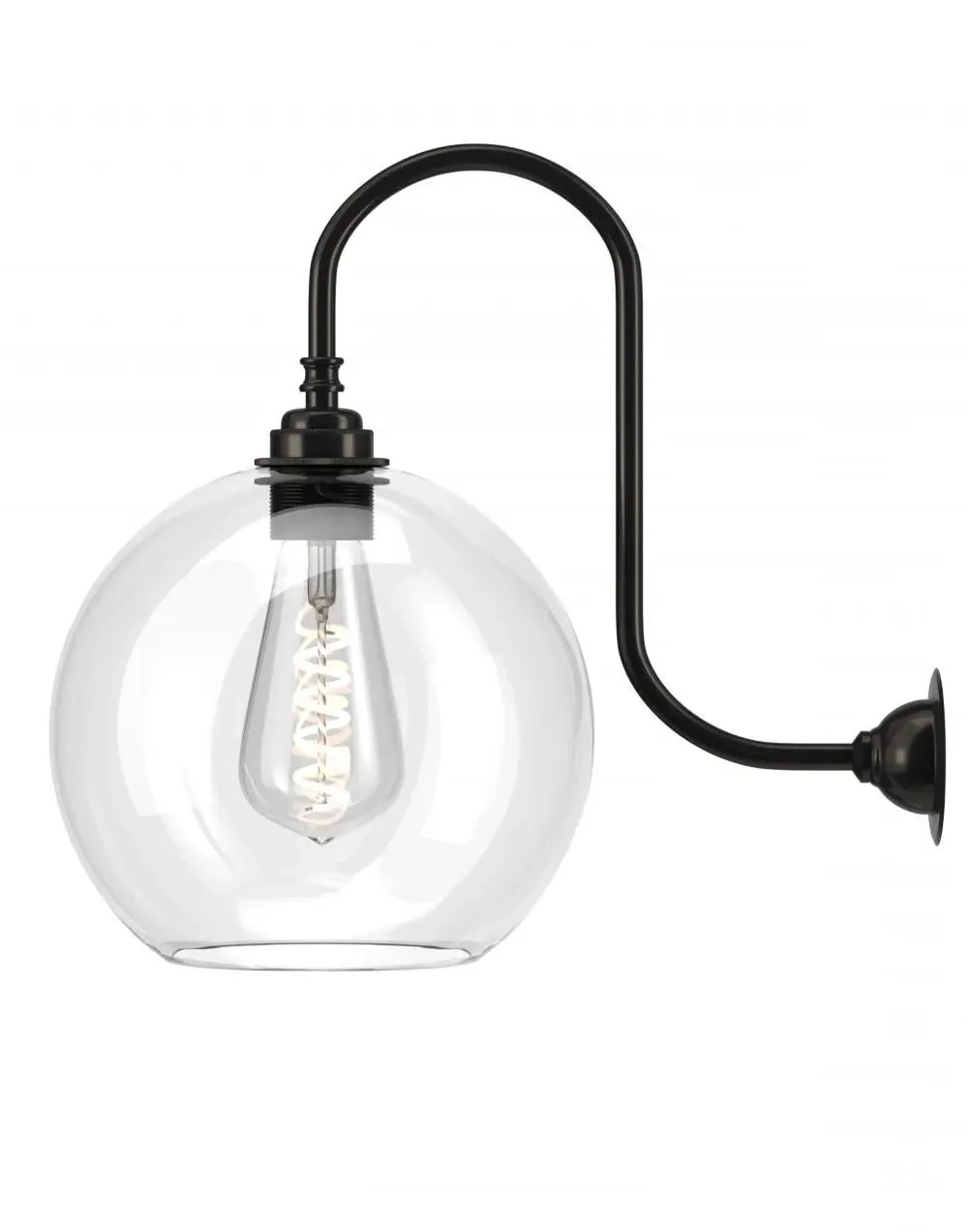 Large Swan Neck Wall Light - Antique Brass