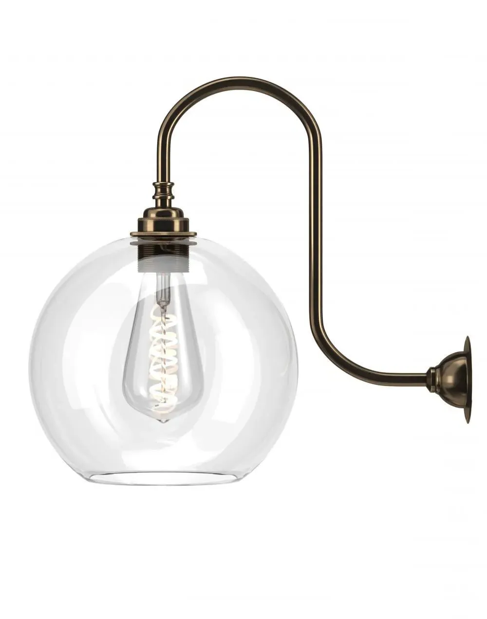 Large Swan Neck Wall Light - Antique Brass