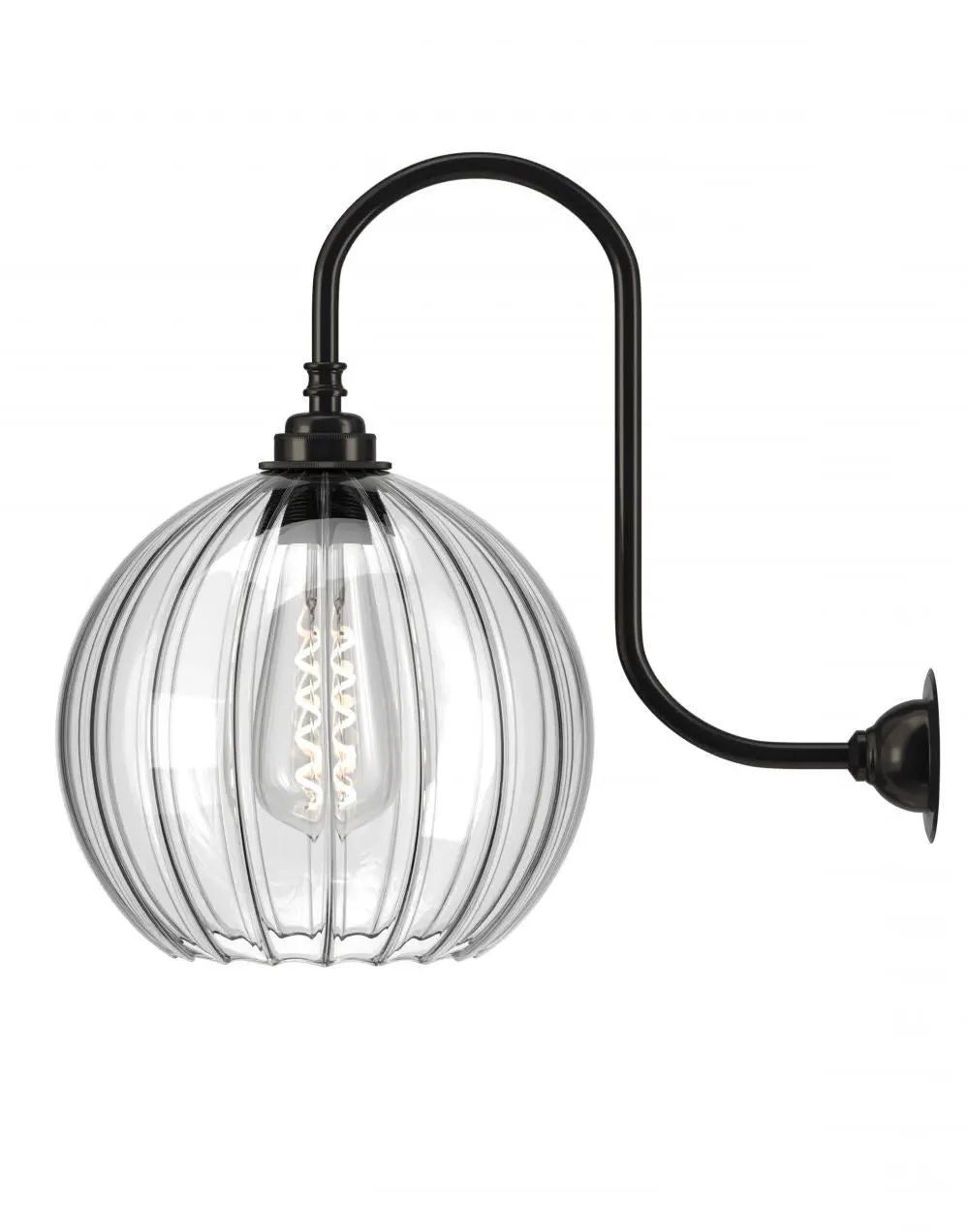 Large Swan Neck Wall Light - Brass, Glass