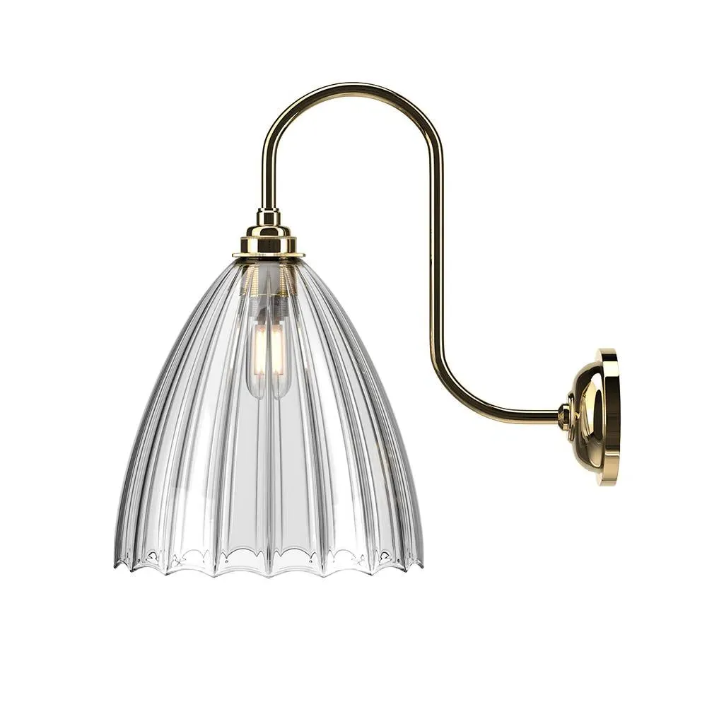 Large Swan Neck Wall Light - Brass, Glass