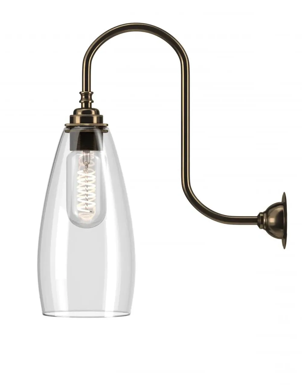 Large Swan Neck Wall Light - Nickel, Glass