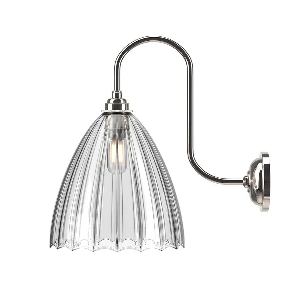 Large Swan Neck Wall Light - Nickel, Glass