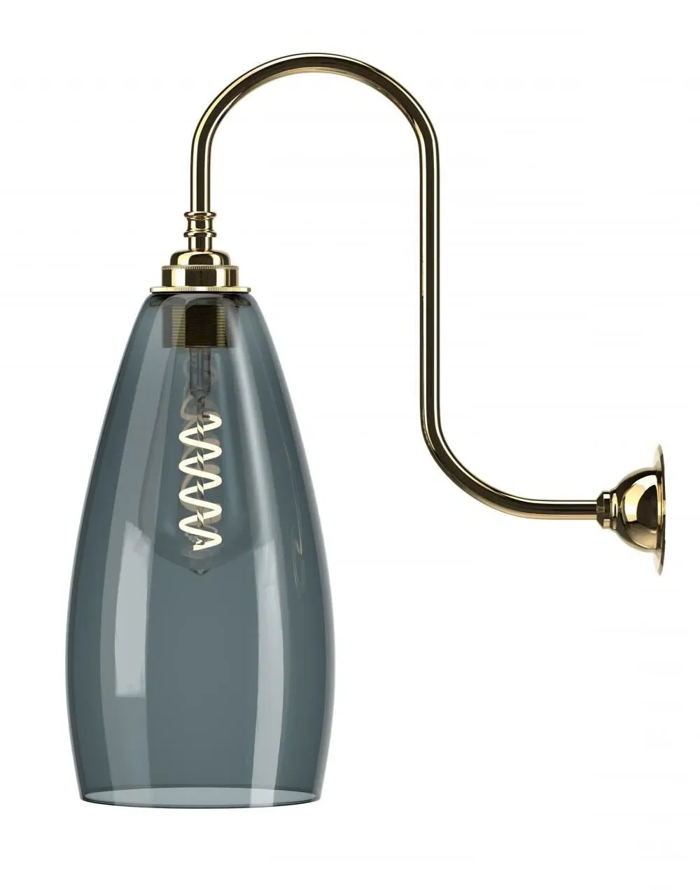 Large Wall Light - Polished Brass, Smoked Glass
