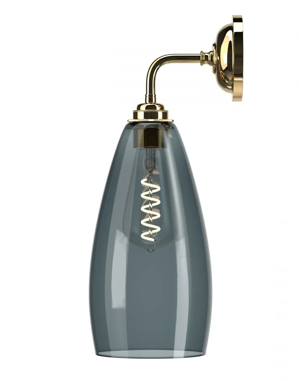 Large Wall Light - Polished Brass, Smoked Glass