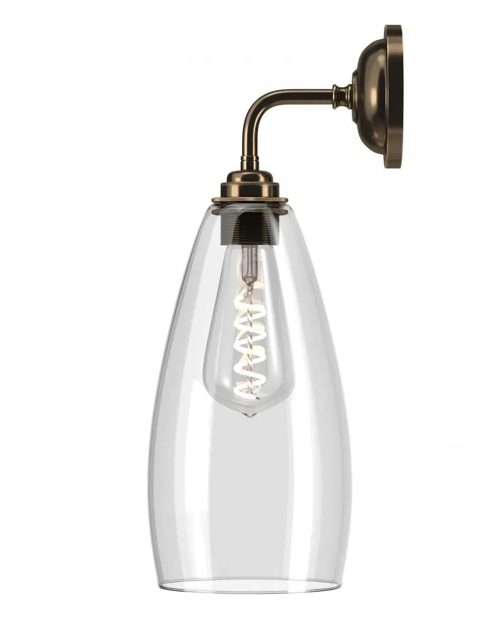 Large Wall Light with Clear Glass - Antique Brass