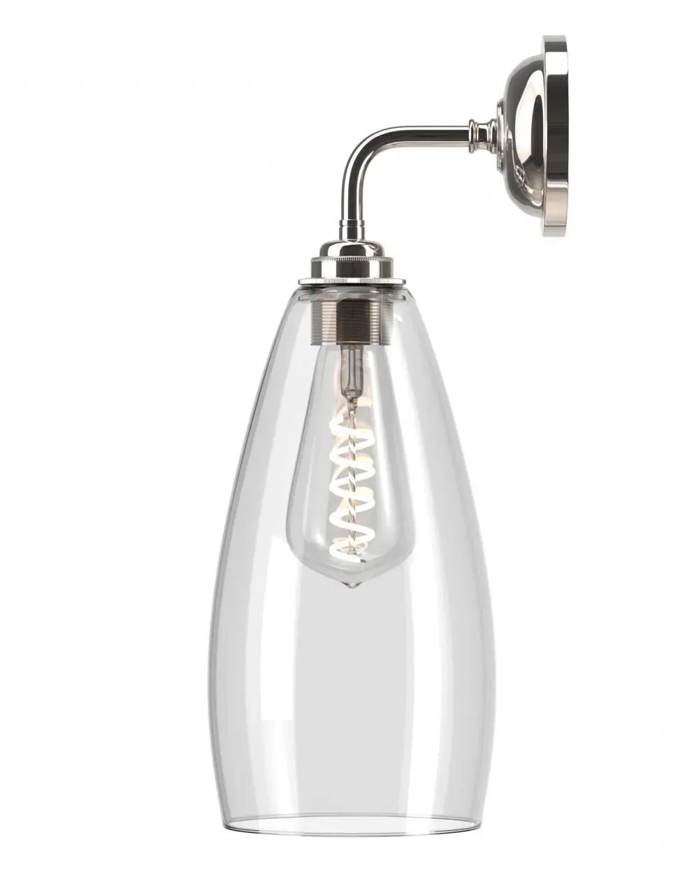 Large Wall Light with Clear Glass - Nickel
