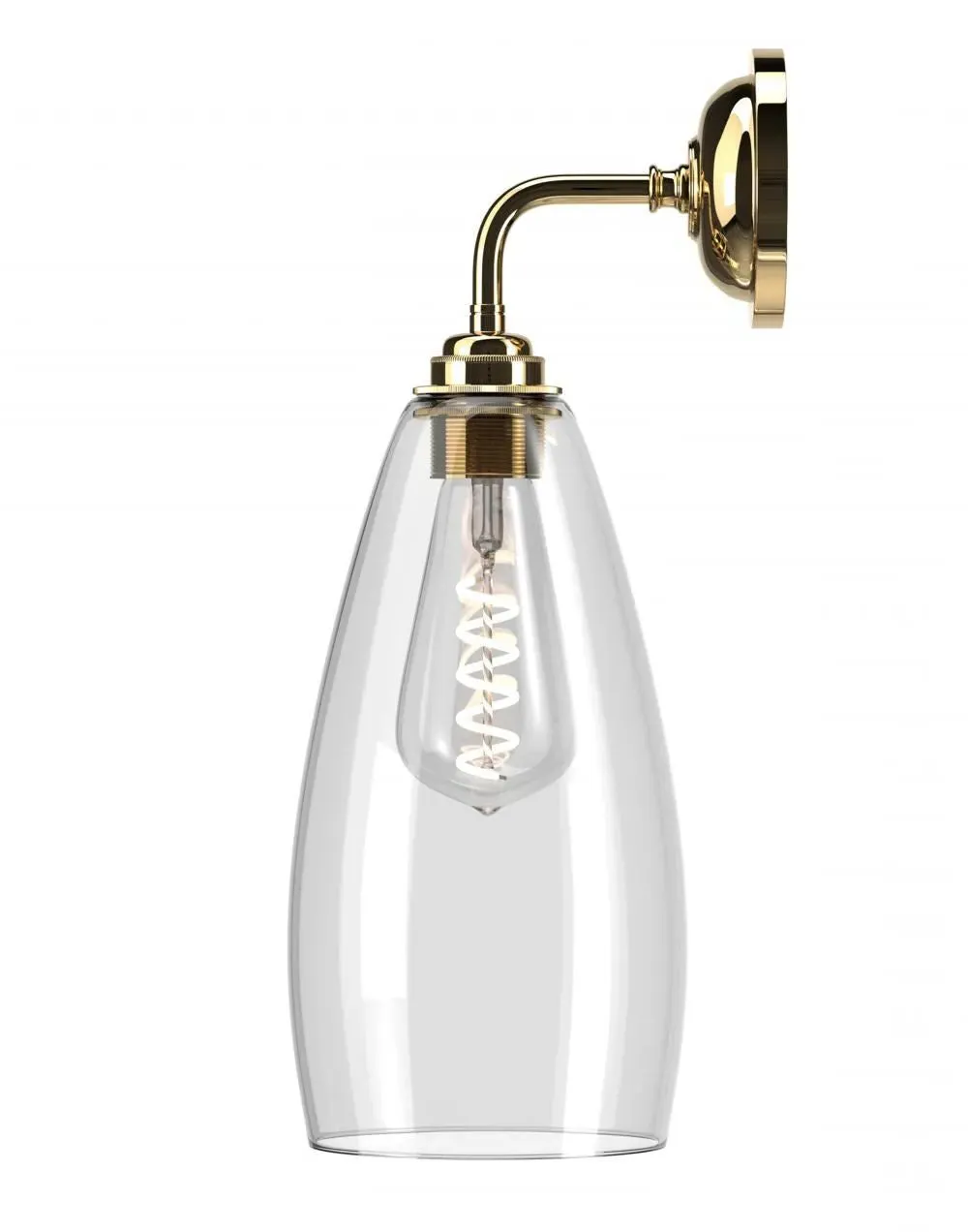 Large Wall Light with Clear Glass - Polished Brass