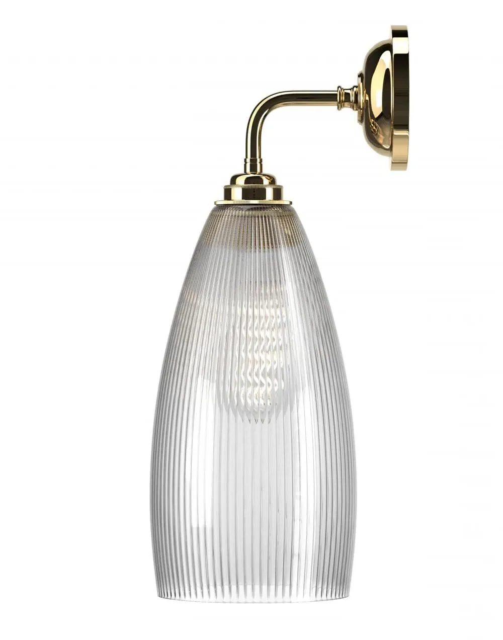 Large Wall Light with Ribbed Glass - Polished Brass