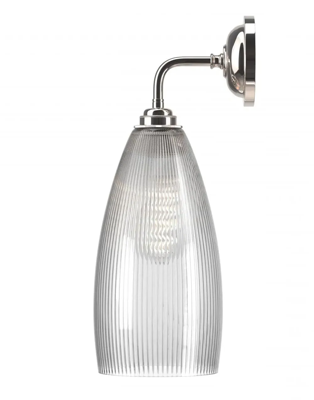 Large Wall Light with Skinny Ribbed Glass - Nickel