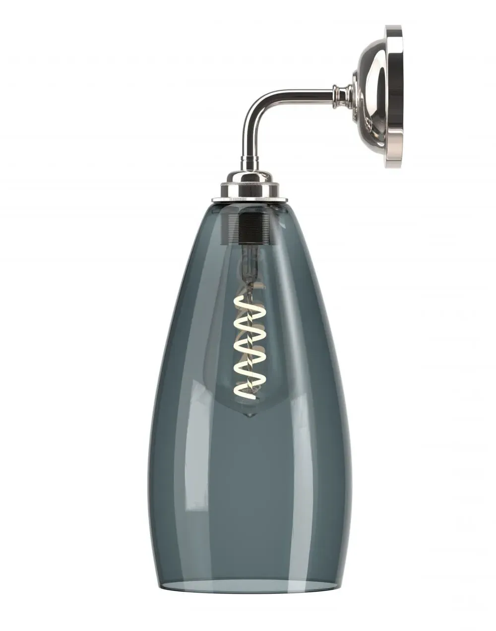 Large Wall Light with Smoked Glass - Nickel