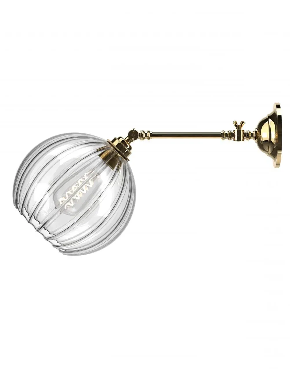 Large Wall Reading Light Adjustable - Brass, Glass
