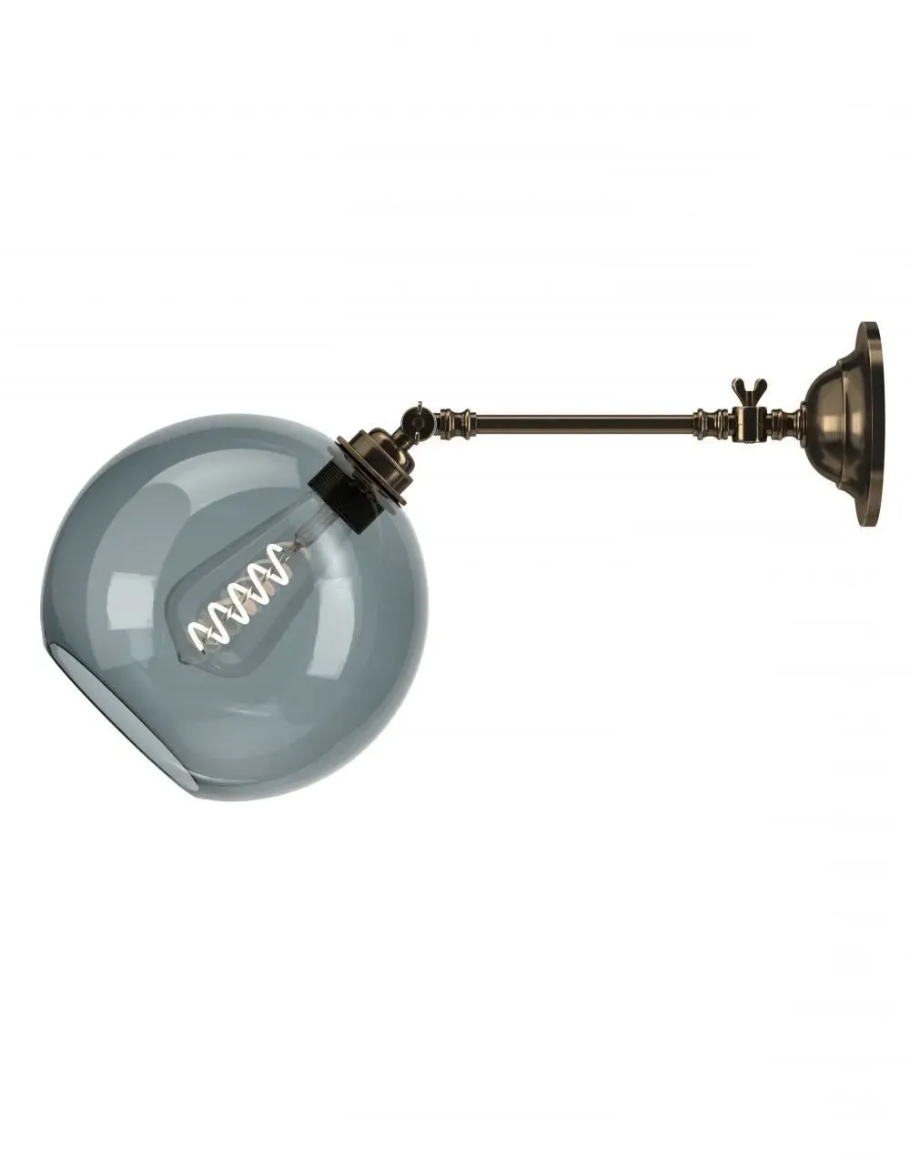 Large Wall Reading Light - Antique Brass, Glass