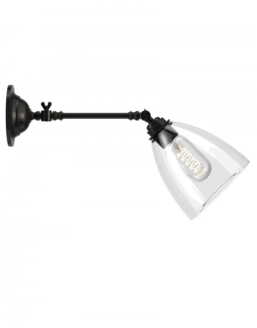 Ledbury Adjustable Reading Light - Antique Brass, Glass