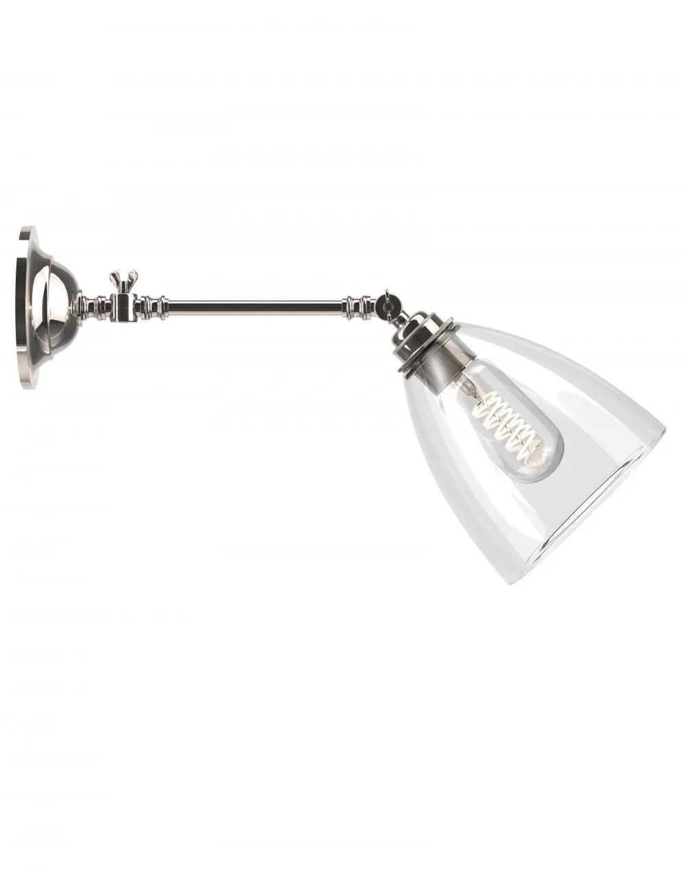 Ledbury Adjustable Reading Light - Antique Brass, Glass