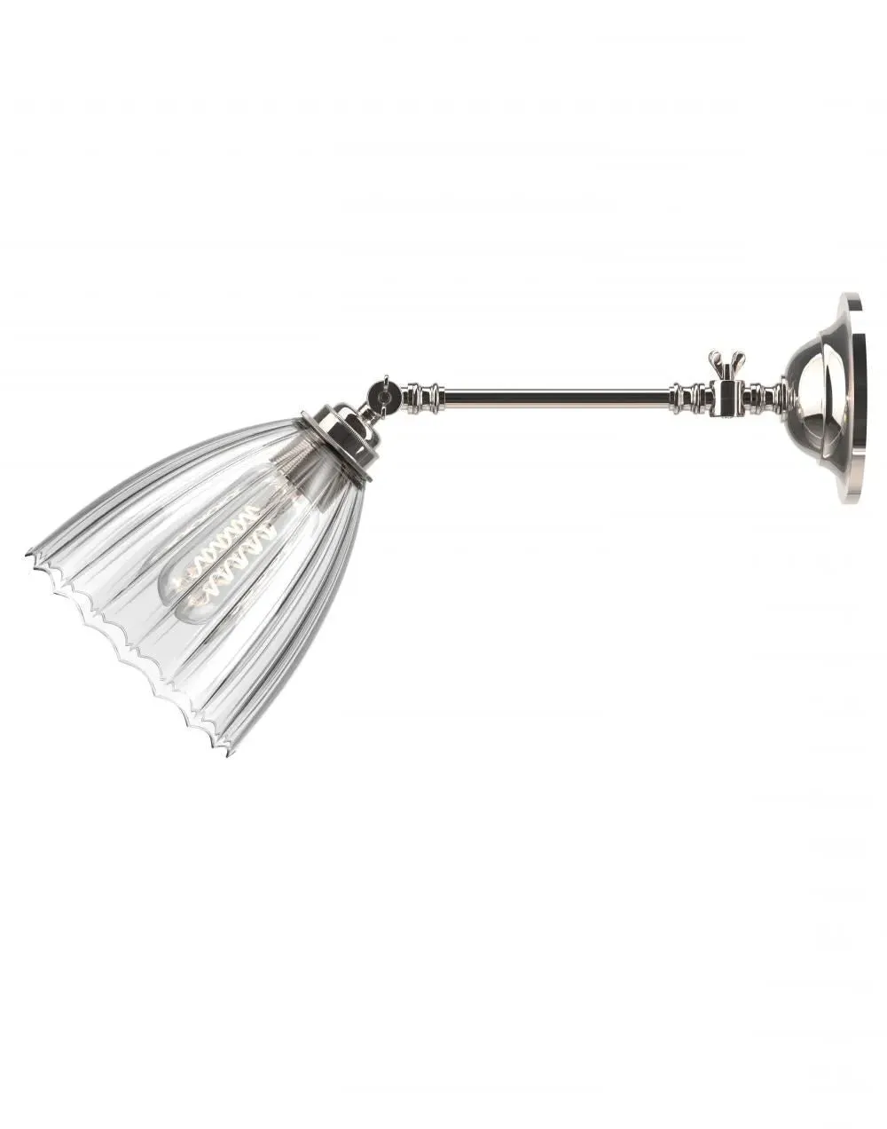 Ledbury Adjustable Reading Light - Nickel, Glass