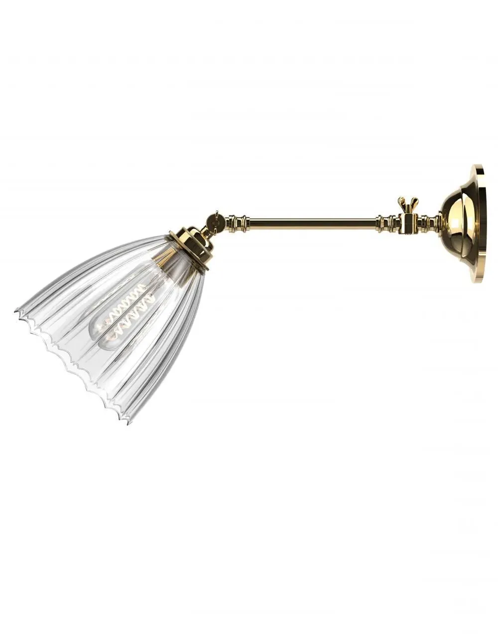 Ledbury Adjustable Reading Light - Polished Brass, Glass