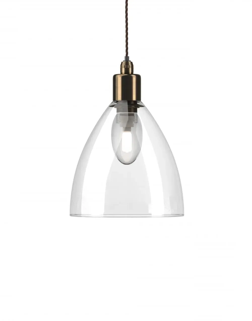 Ledbury Large Bathroom Pendant Light - Bronze, Clear Glass