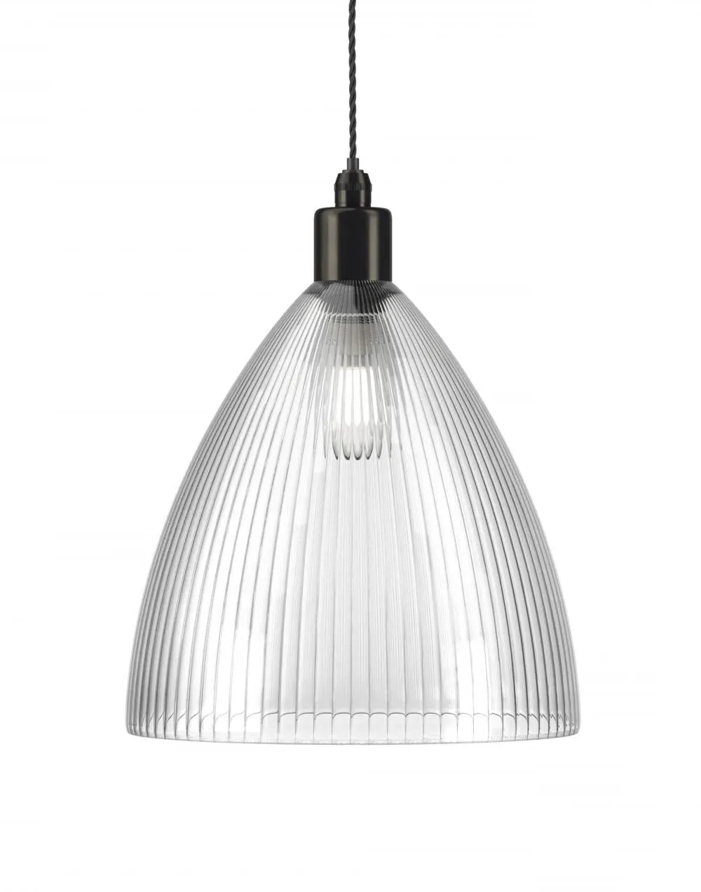 Ledbury Large Bathroom Pendant Light - Bronze, Ribbed Glass