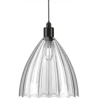 Ledbury Large Bathroom Pendant Light - Bronze, Ribbed Glass