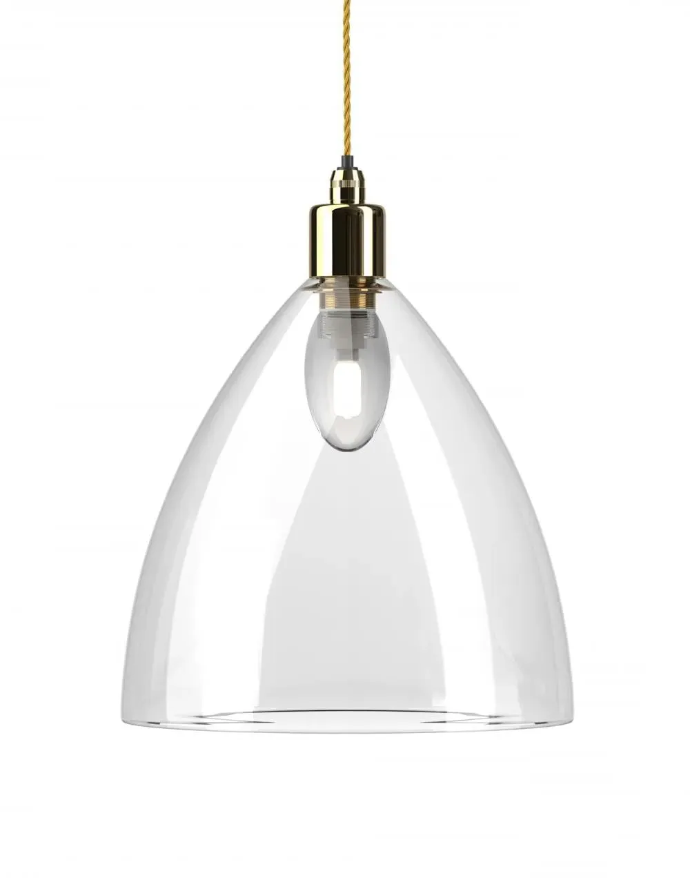 Ledbury Large Bathroom Pendant Light - Polished Brass, Glass