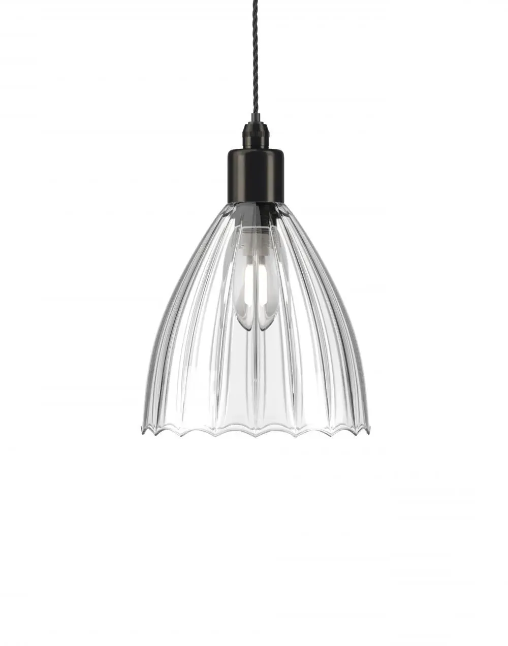 Ledbury Medium Bathroom Pendant Light - Bronze, Ribbed Glass