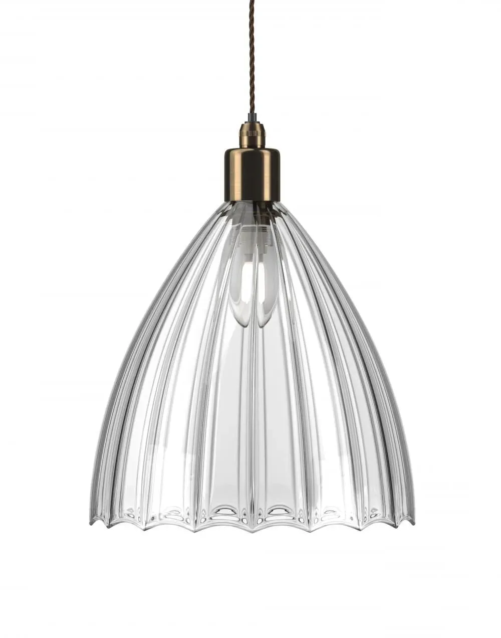 Ledbury Medium Bathroom Pendant Light - Polished Brass, Glass