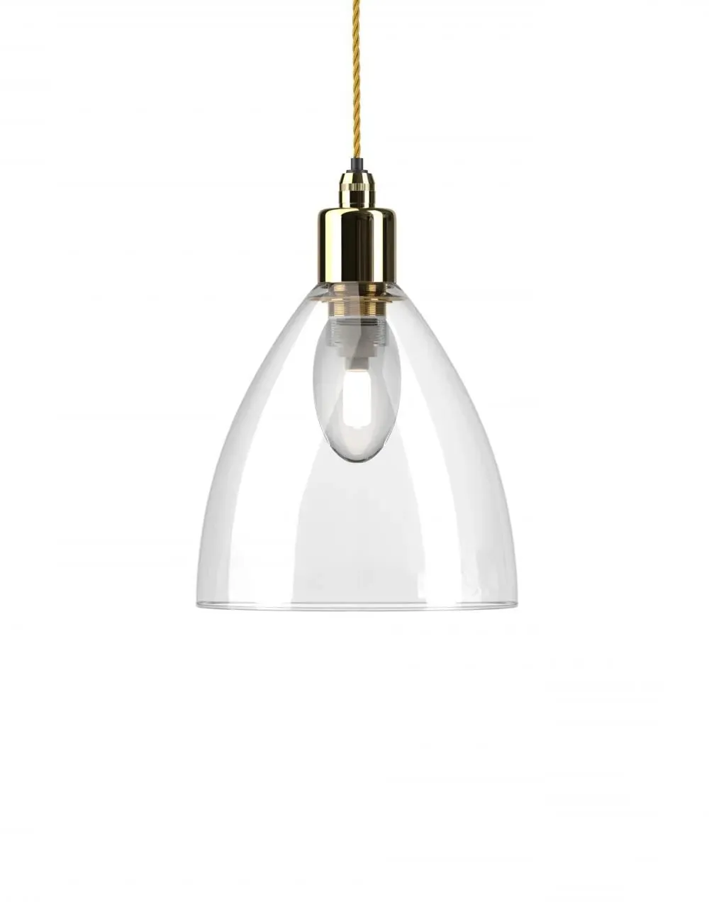 Ledbury Medium Bathroom Pendant Light - Polished Brass, Glass image