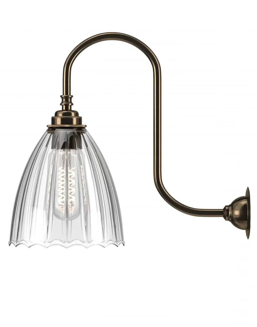 Ledbury Swan Neck Wall Light - Nickel, Glass