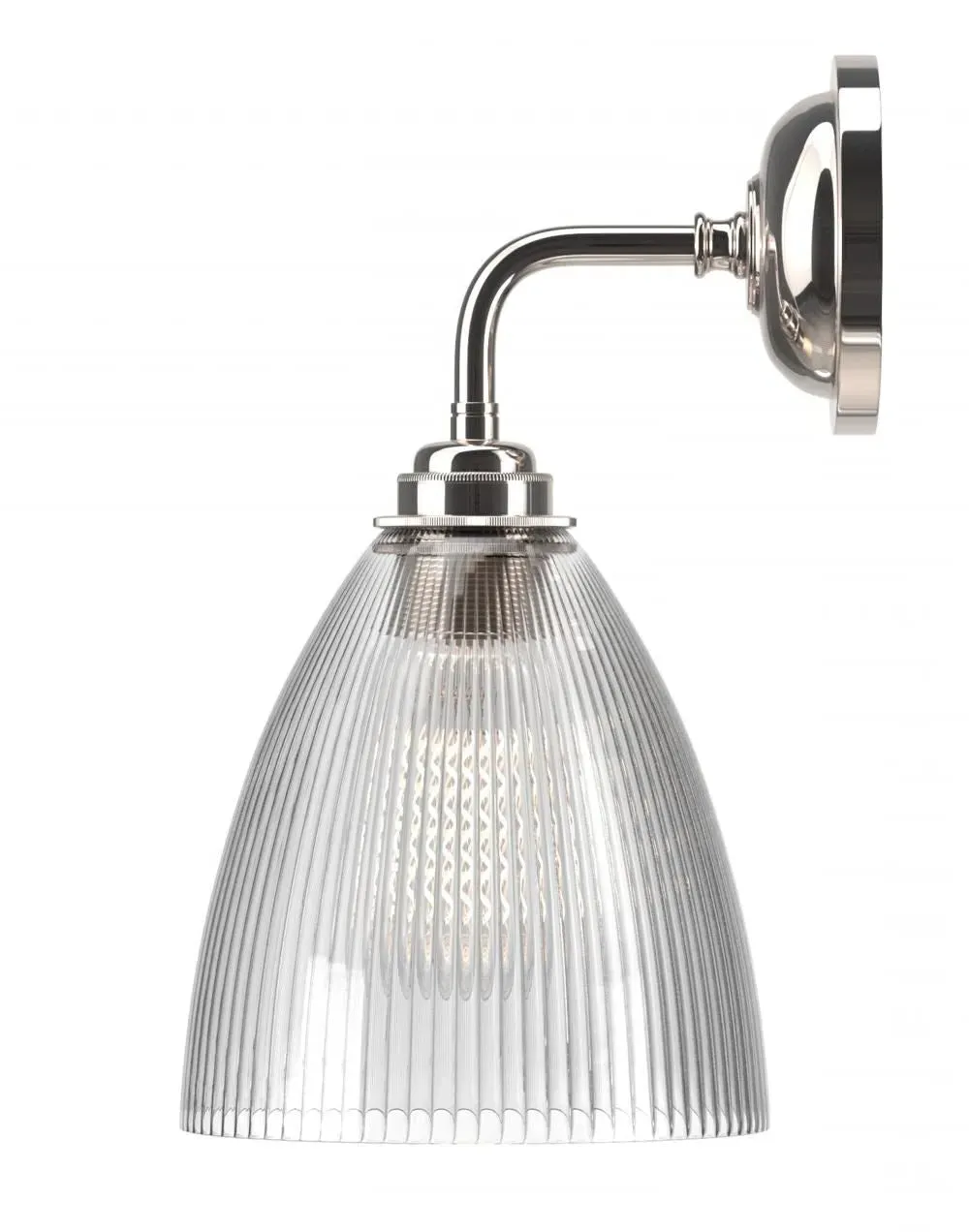 Ledbury Wall Light - Nickel, Ribbed Glass