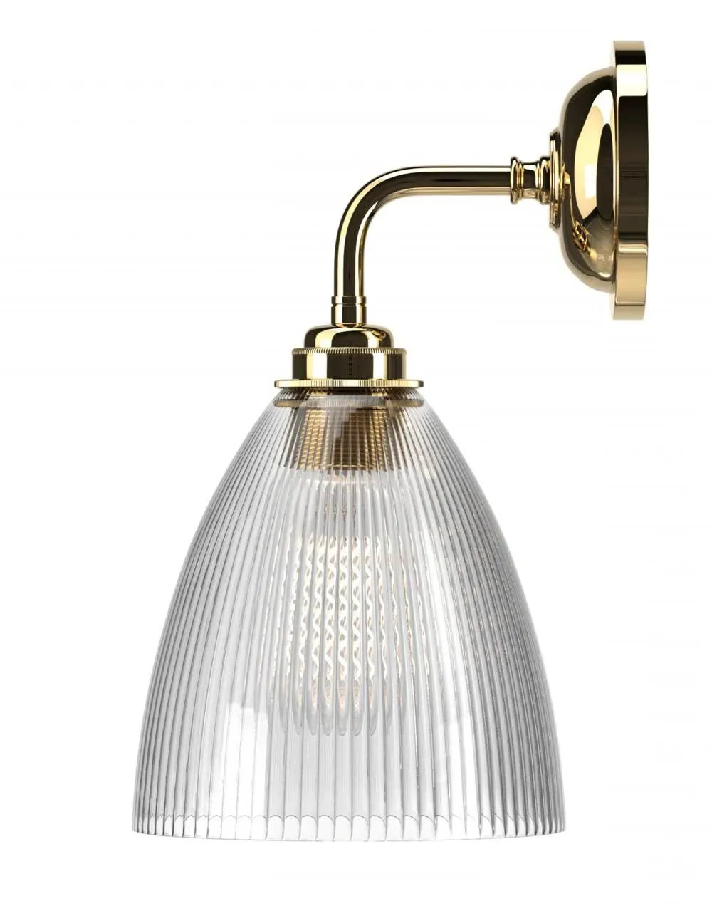 Ledbury Wall Light - Polished Brass, Ribbed Glass