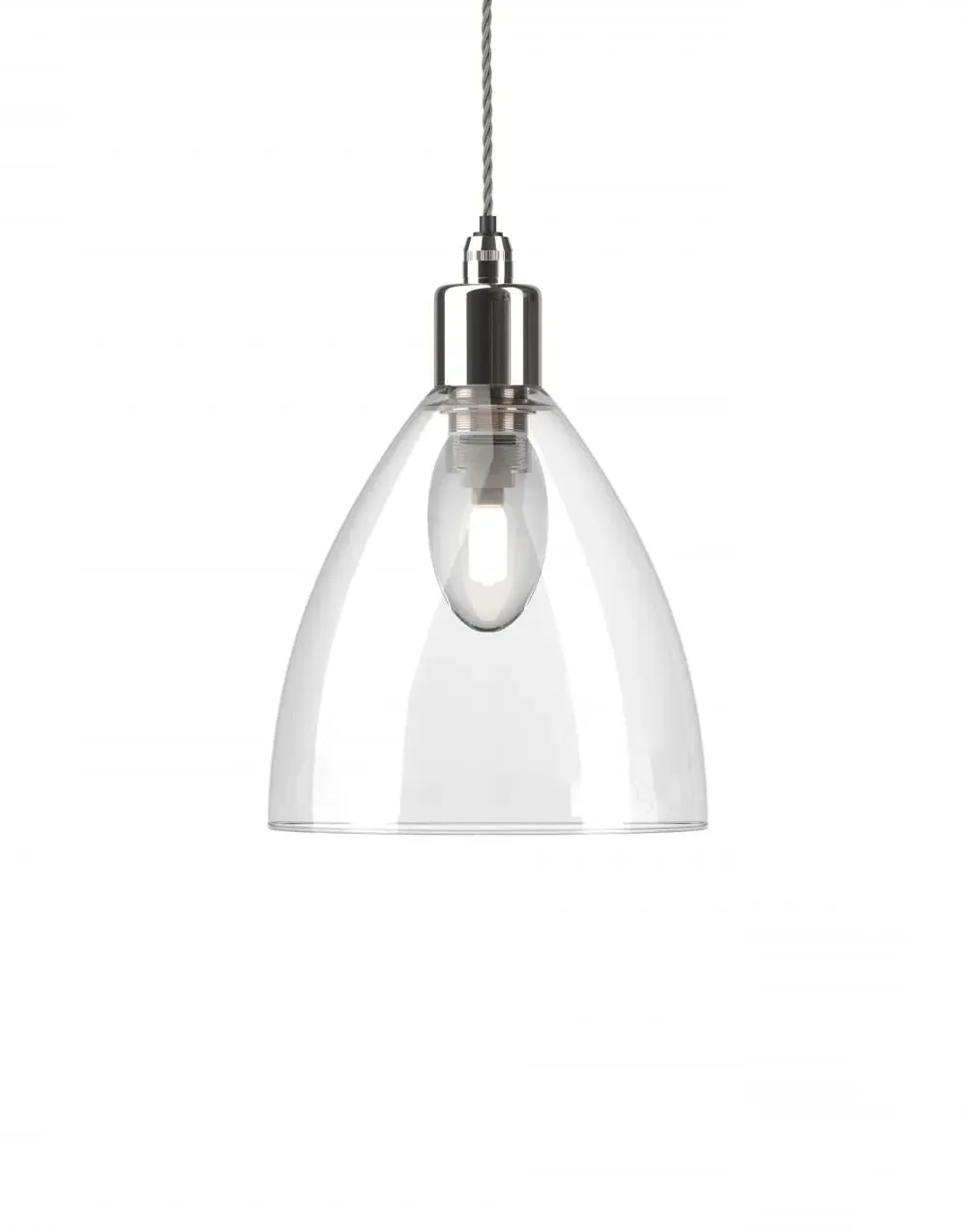 Medium Bathroom Pendant Light - Nickel, Glass