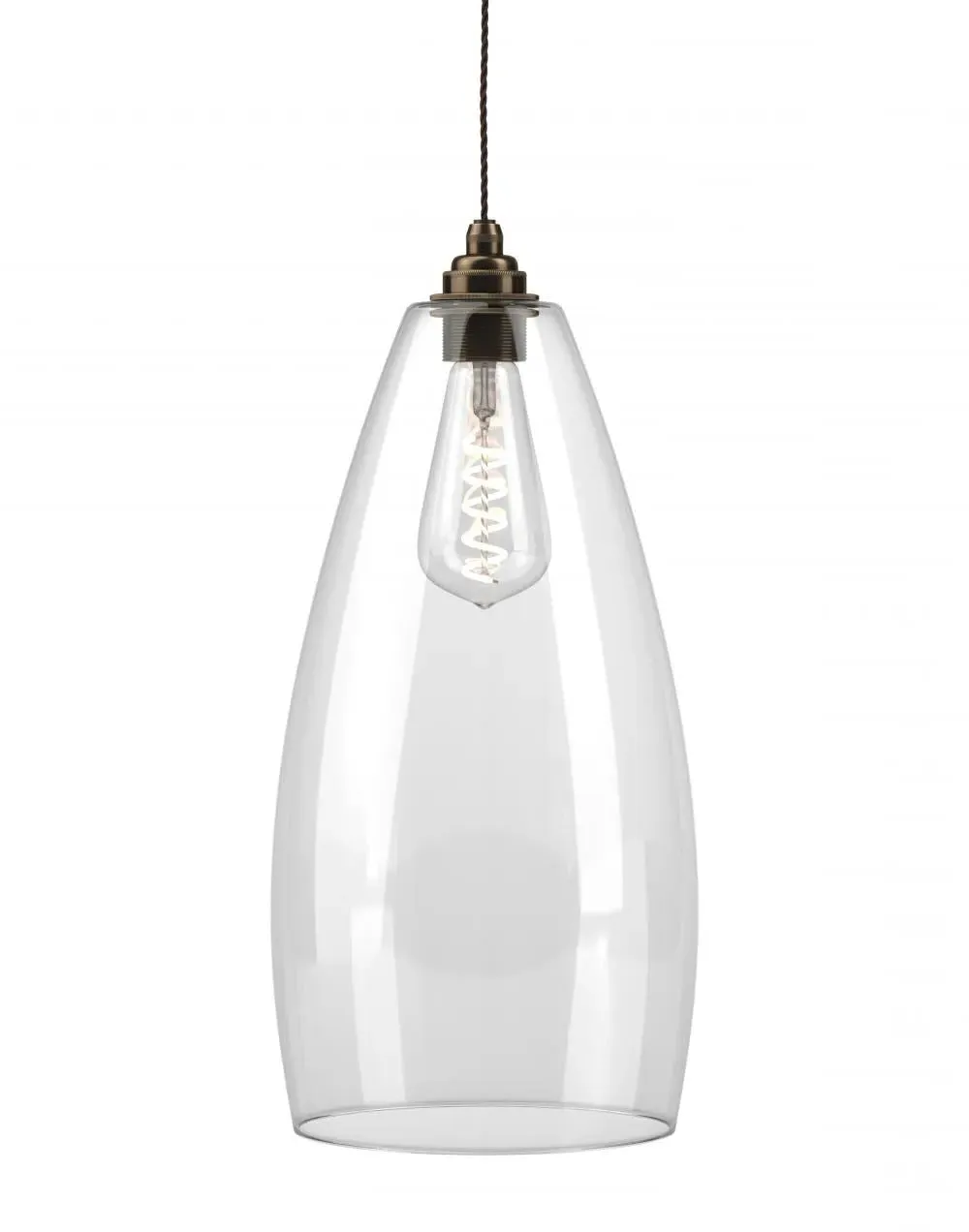 Medium Pendant Light - Antique Brass, Smoked Glass