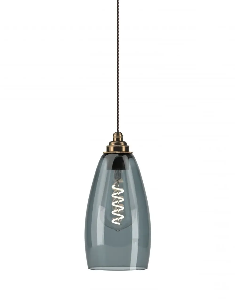 Medium Pendant Light - Antique Brass, Smoked Glass image