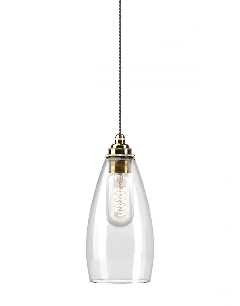 Medium Pendant Light with Clear Glass - Brass