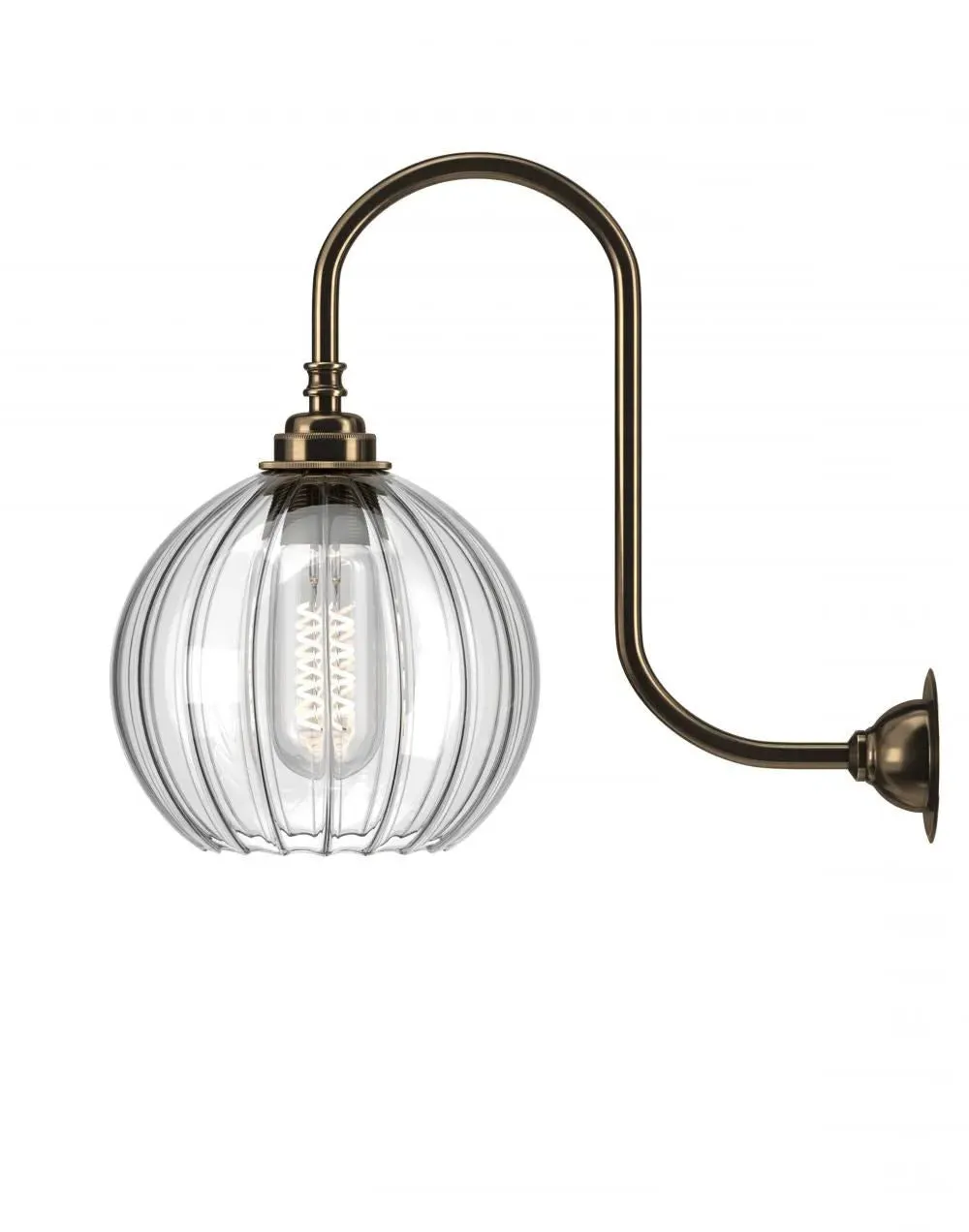 Medium Swan Neck Wall Light - Antique Brass
