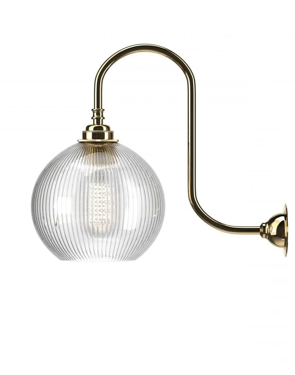 Medium Swan Neck Wall Light - Antique Brass, Glass