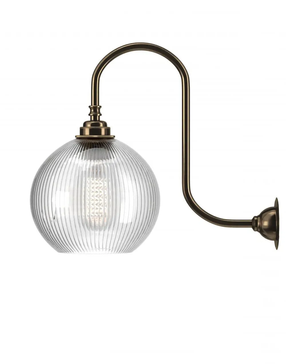 Medium Swan Neck Wall Light - Antique Brass, Glass image