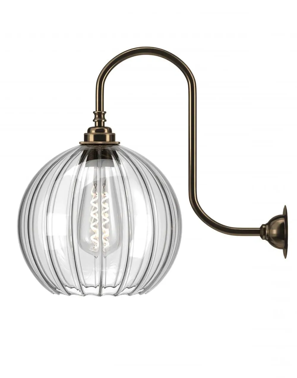 Medium Swan Neck Wall Light - Brass, Glass