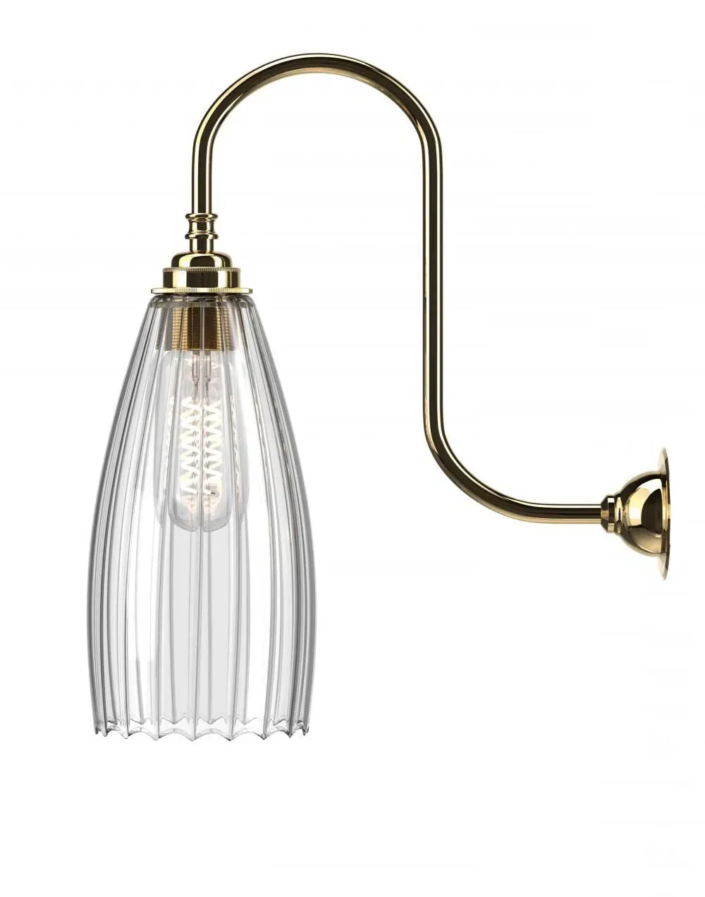 Medium Swan Neck Wall Light - Brass, Glass