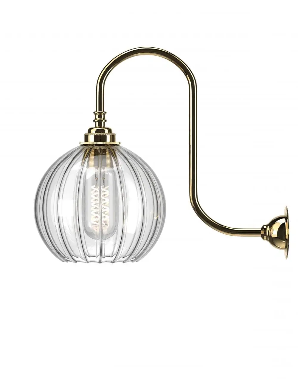 Medium Swan Neck Wall Light - Brass, Glass image