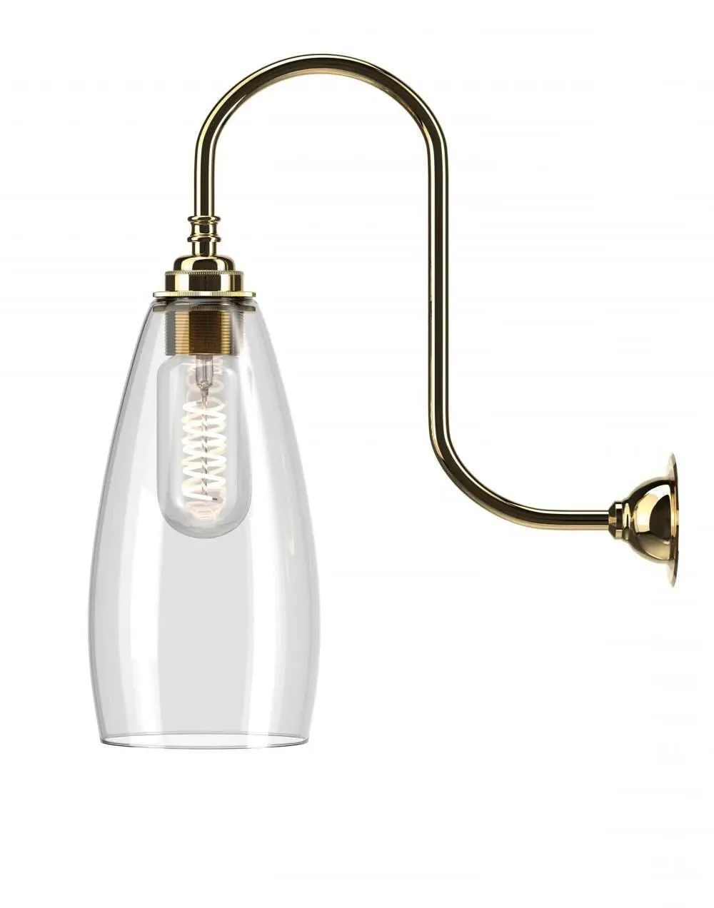 Medium Swan Neck Wall Light - Brass, Metal image