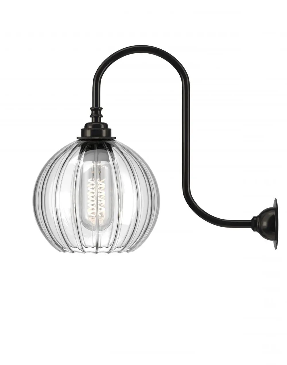 Medium Swan Neck Wall Light - Bronze, Glass