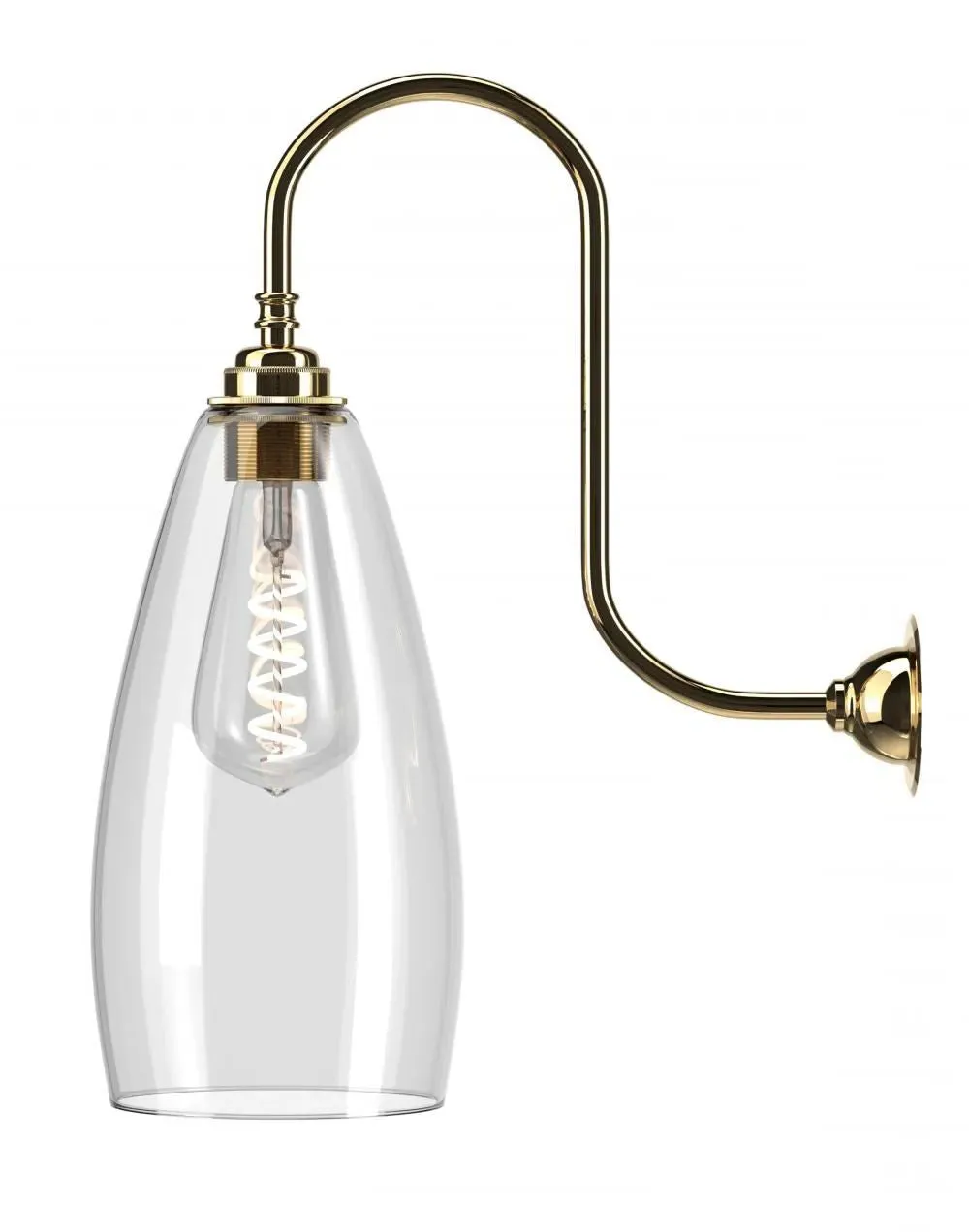 Medium Swan Neck Wall Light - Nickel, Glass