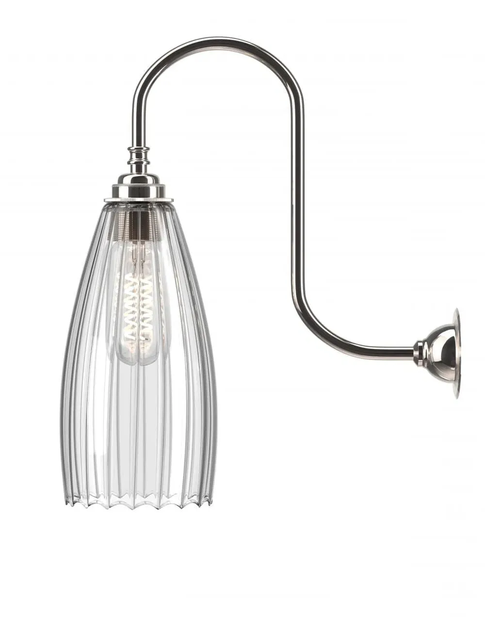 Medium Swan Neck Wall Light - Nickel, Glass