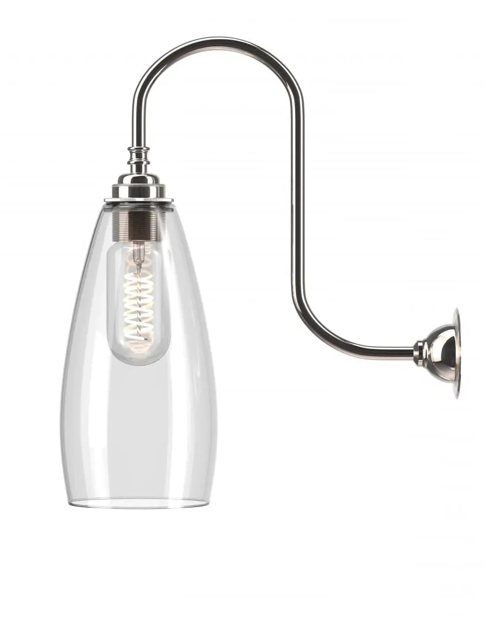 Medium Swan Neck Wall Light - Nickel, Metal