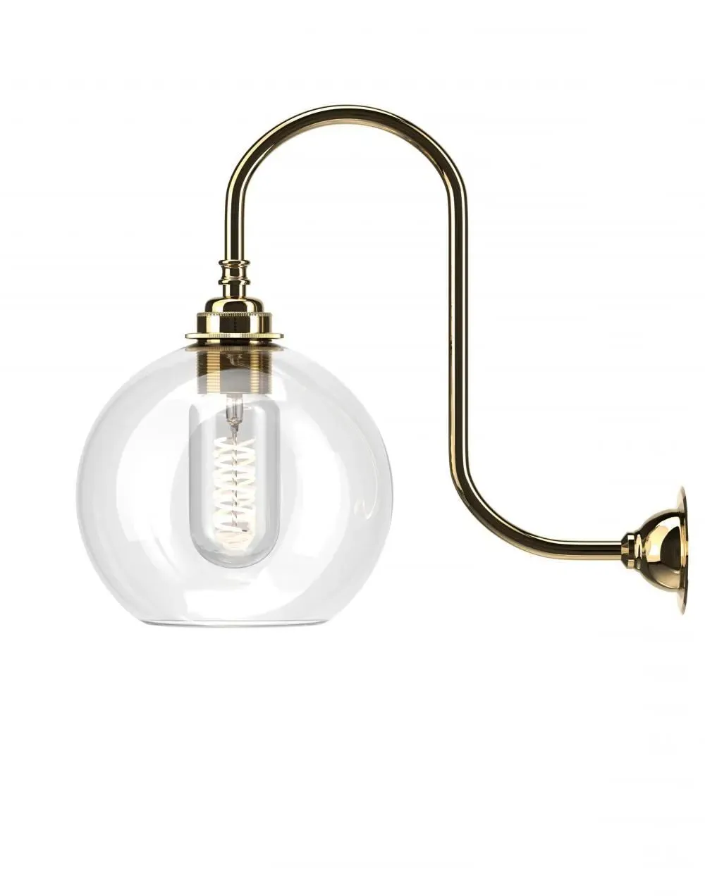 Medium Swan Neck Wall Light - Polished Brass