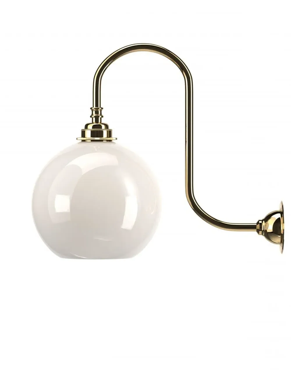 Medium Swan Neck Wall Light - Polished Brass, Glass